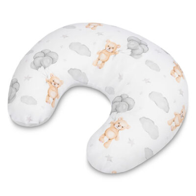 Dojčiace vankúš, podkova, mušelín, bavlna, Medvedík, šedý