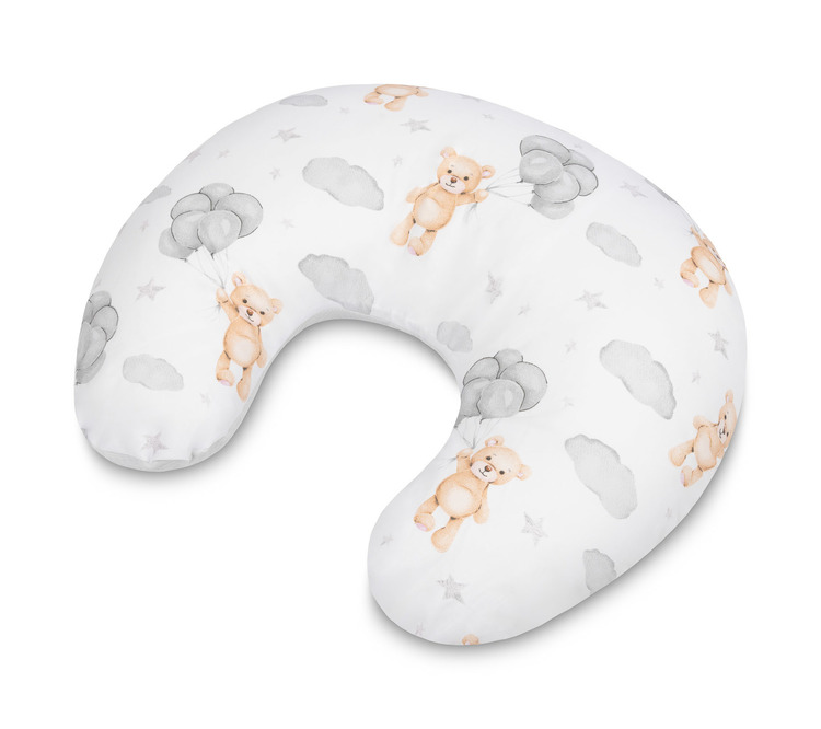 Dojčiace vankúš, podkova, mušelín, bavlna, Medvedík, šedý