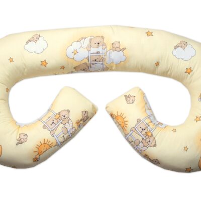 Dojčiace vankúš/relax. poduška MAXI, Medvedík na rebríku, žltý