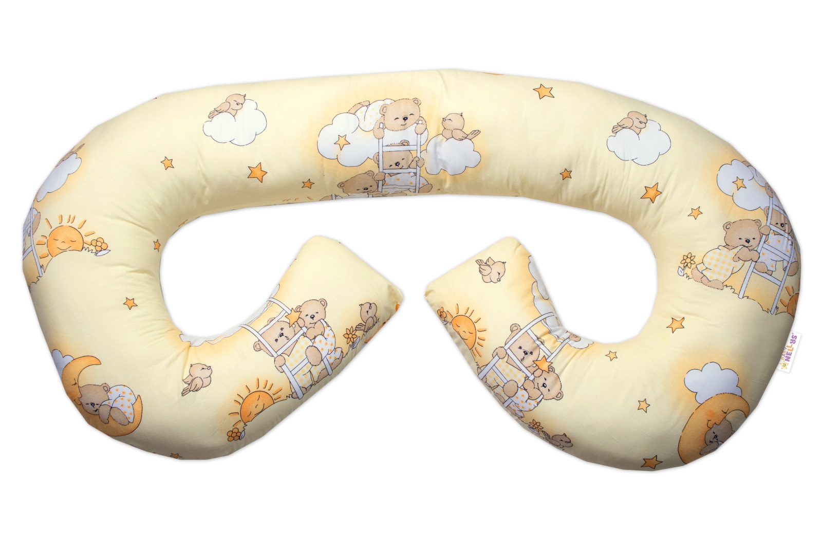 Dojčiace vankúš/relax. poduška MAXI, Medvedík na rebríku, žltý