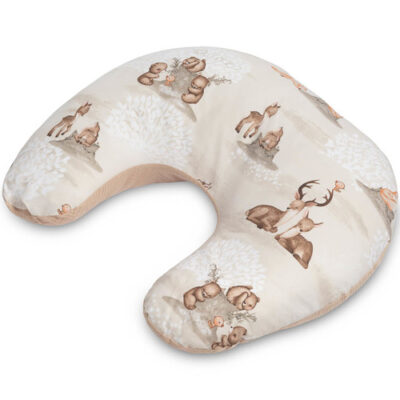 Dojčiaci vankúš, podkova, mušelín, bavlna - Zábava v lese, béžový