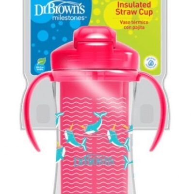 Dr.Browns: Termo hrnček Straw Cup 300ml (ružový)
