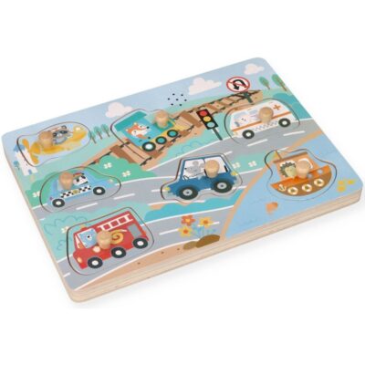 Drevená aktívna vkladačka so zvukmi, Dopravné prostriedky, prírodné