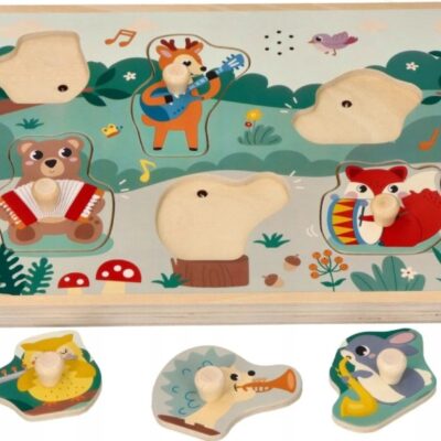 Drevená aktívna vkladačka so zvukmi, Lesné zvieratká, prírodné