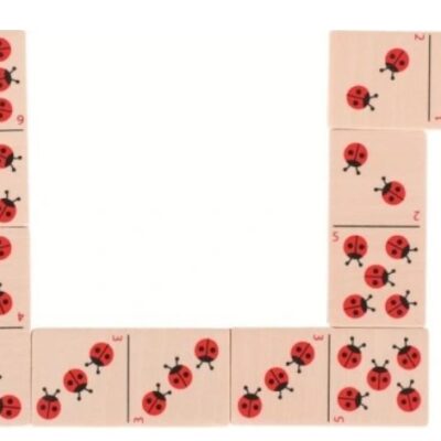 Drevená logická hra domino GOKI, Lienky, 28 ks