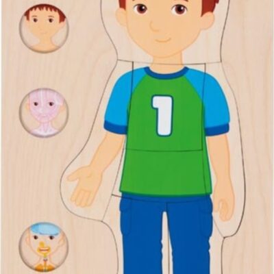 Drevené viacvrstvové puzzle/vkladačka Ľudské telo - Chlapec