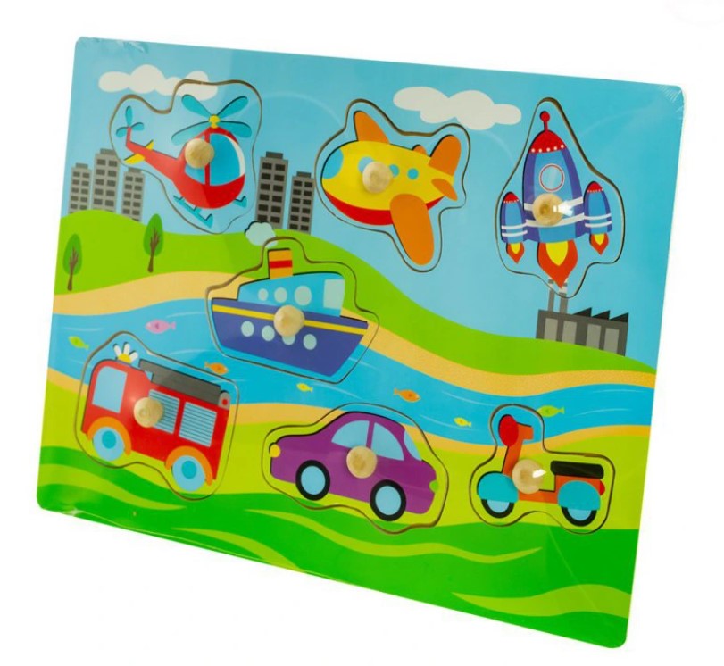 Drevené puzzle vkladačka: Dopravné prostriedky