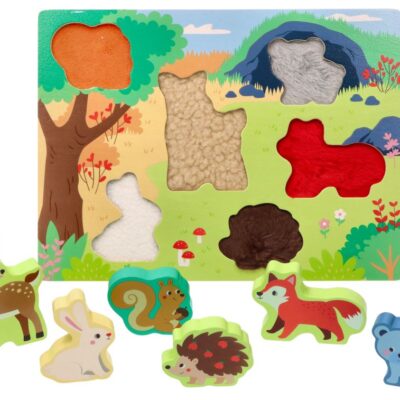 Drevené zábavné vkladacie puzzle Adam Toys, lesné zvieratká 3D