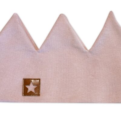 Dvojvrstvová čelenka, Baby Nellys Hand Made, bavlna, Korunka STAR - púdrovo ružová,104/116