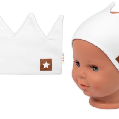 Dvojvrstvová čelenka, Hand Made, bavlna, Korunka STAR - biela, 104/116