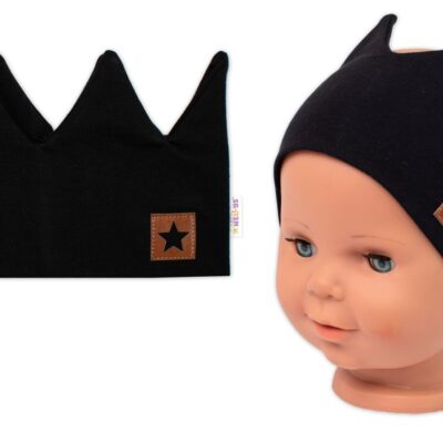 Dvojvrstvová čelenka, Hand Made, bavlna, Korunka STAR - čierna, 104/116