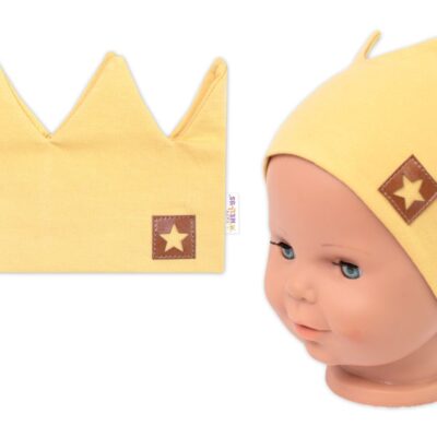 Dvojvrstvová čelenka, Hand Made, bavlna, Korunka STAR - horčicová, 80/98