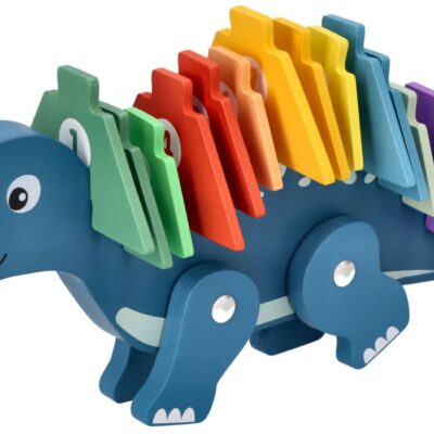 Edukačná hračka puzzle s číslami,  Dinosaurus - modrý