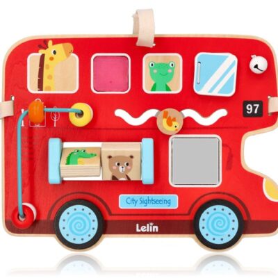 Edukačná motorická drevená tabuľa - autobus