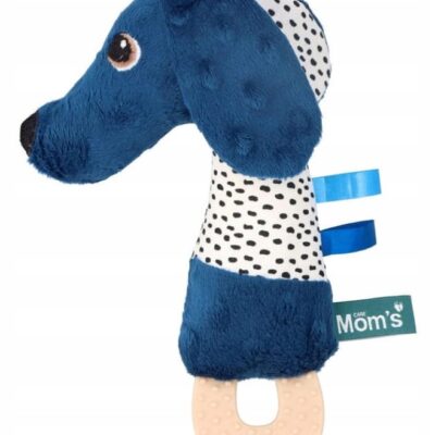 Edukačná plyšová hračka Hencz Toys, Psík s pískatkom a hryzátkom, granátová