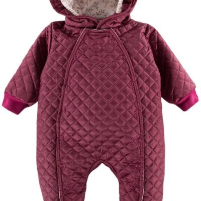 EEVI Detská prechodová, prešívaná kombinéza s kapucňou Bloom - bordó, veľ. 62