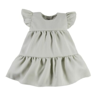 EEVI Dievčenské šaty s volánikmi Nature - khaki, veľ. 92