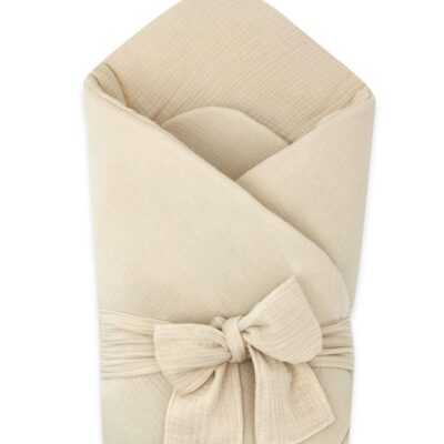 Elegantná mušelínová zavinovačka s viazaním Nature, 75x75 cm, béžová