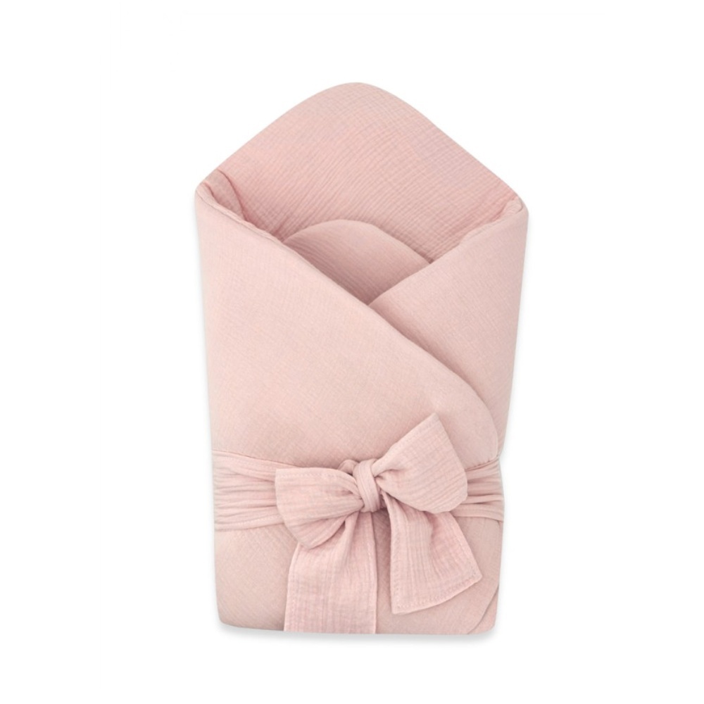 Elegantná mušelínová zavinovačka s viazaním Nature, 75x75 cm, pudrově ružová