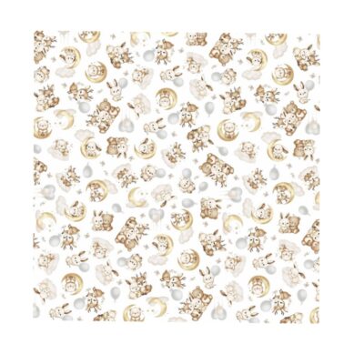 Flanelová plienka, 70x80 cm - Sny zvieratiek, biela/béžová
