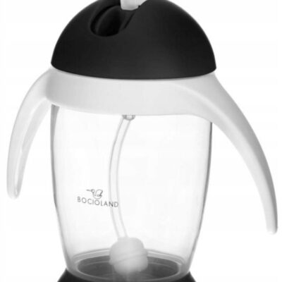 Fľaša so slamkou a závažím Tučniak (čierna, 300ml)