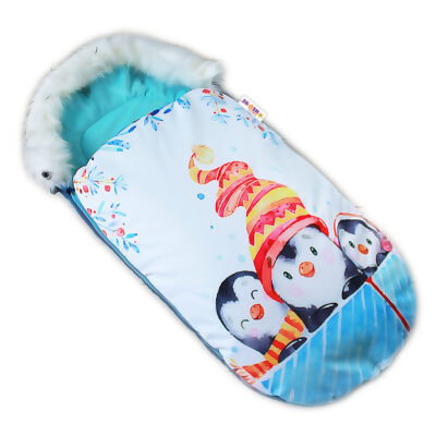 Baby Nellys: Fusak Winter Friends Lux 105x55 (tyrkysový)