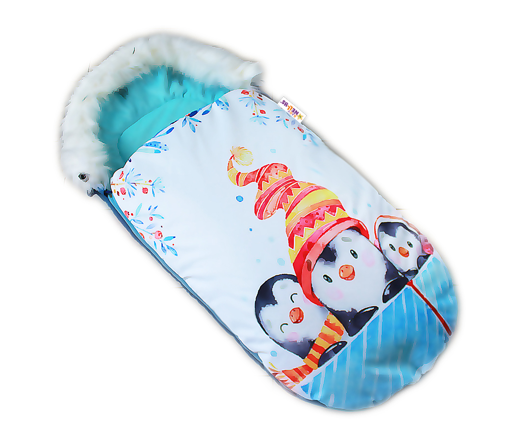 Baby Nellys: Fusak Winter Friends Lux 105x55 (tyrkysový)