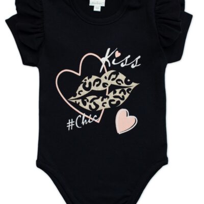 G-baby Dojčenské body s volánikom Kiss - čierne, veľ. 92