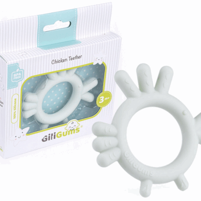 GiliGums: Detské hryzátko Chicken Teether 3m+ (sv. mätové)