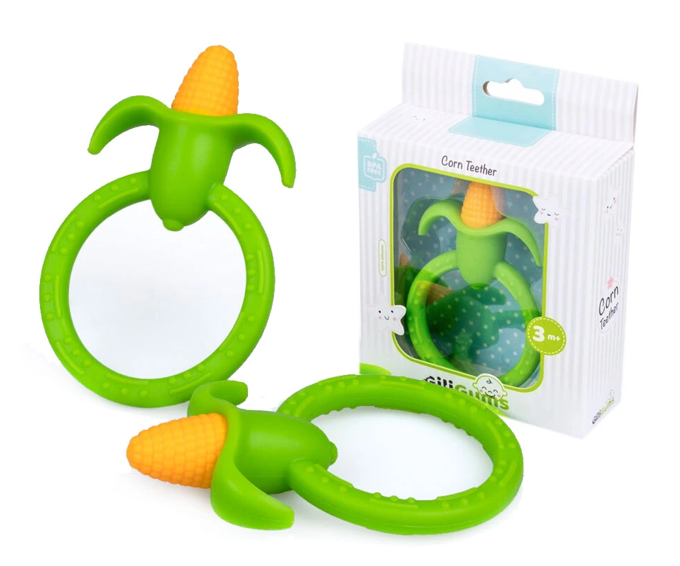 GiliGums: Detské hryzátko Corn Teether 3m+ (zelené, 1ks)