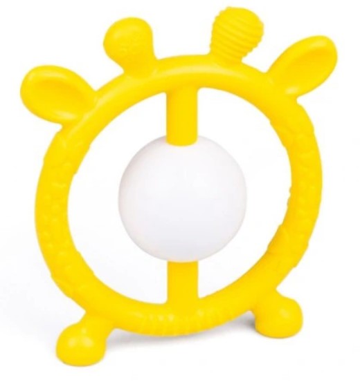 GiliGums: Silikónové hryzátko/hrkálka Jeleň (žlté)