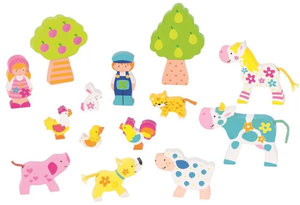 Goki: Drevená hračka Susibelle Farma (14ks)