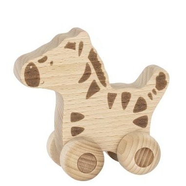 Goki: Edukačná drevená zebra na kolieskach
