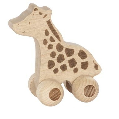 Goki: Edukačná drevená žirafa na kolieskach