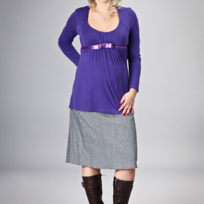 Gregx Tehotenská sukňa ELVIA - šedá s odtieňom strieb. nitky