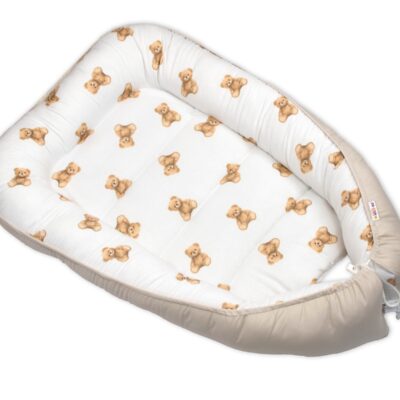 Hniezdočko, kokon pre bábätko, Míša - biely s potlačou