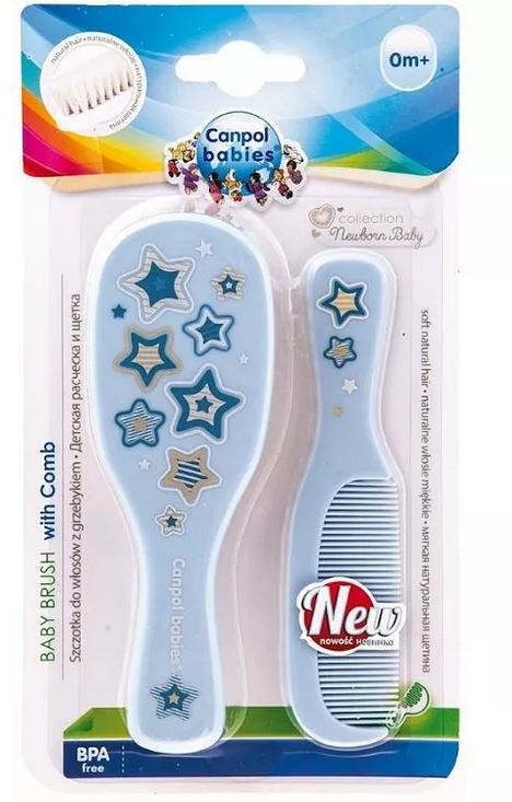 Canpol Babies: Hrebienok & kefka (Newborn, sv. modrý)