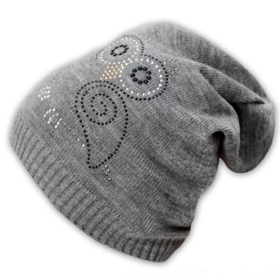 Baby Nellys: Čiapka Malá sova (sivý melír)