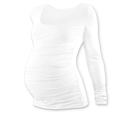 JOŽÁNEK Tehotenské tričko Johanka s dlhým rukávom - biela, XXL/XXXL