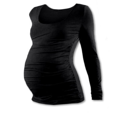 JOŽÁNEK Tehotenské tričko JOHANKA s dlhým rukávom - čierna, vel. M/L