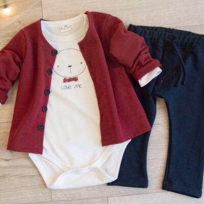 K-Baby 3-dielna sada, body dl. rukáv, kabátik, tepláčky - Love Me Boy, veľ. 74