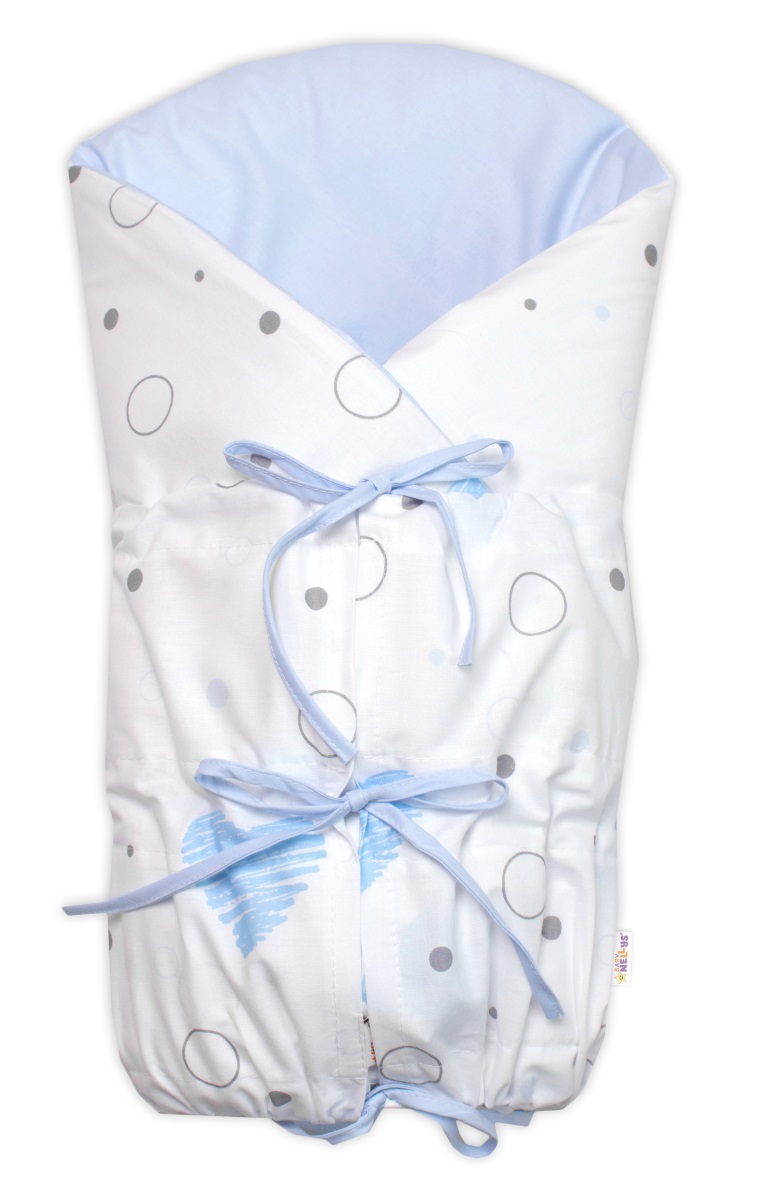 Klasická retro zavinovačka LALLY šnurovacia s výplňou, I love Boy Baby Nellys, modrá/biela