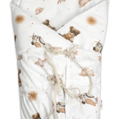 Klasická retro zavinovačka LALLY šnurovacia s výplňou, Méďa pilot - béžová