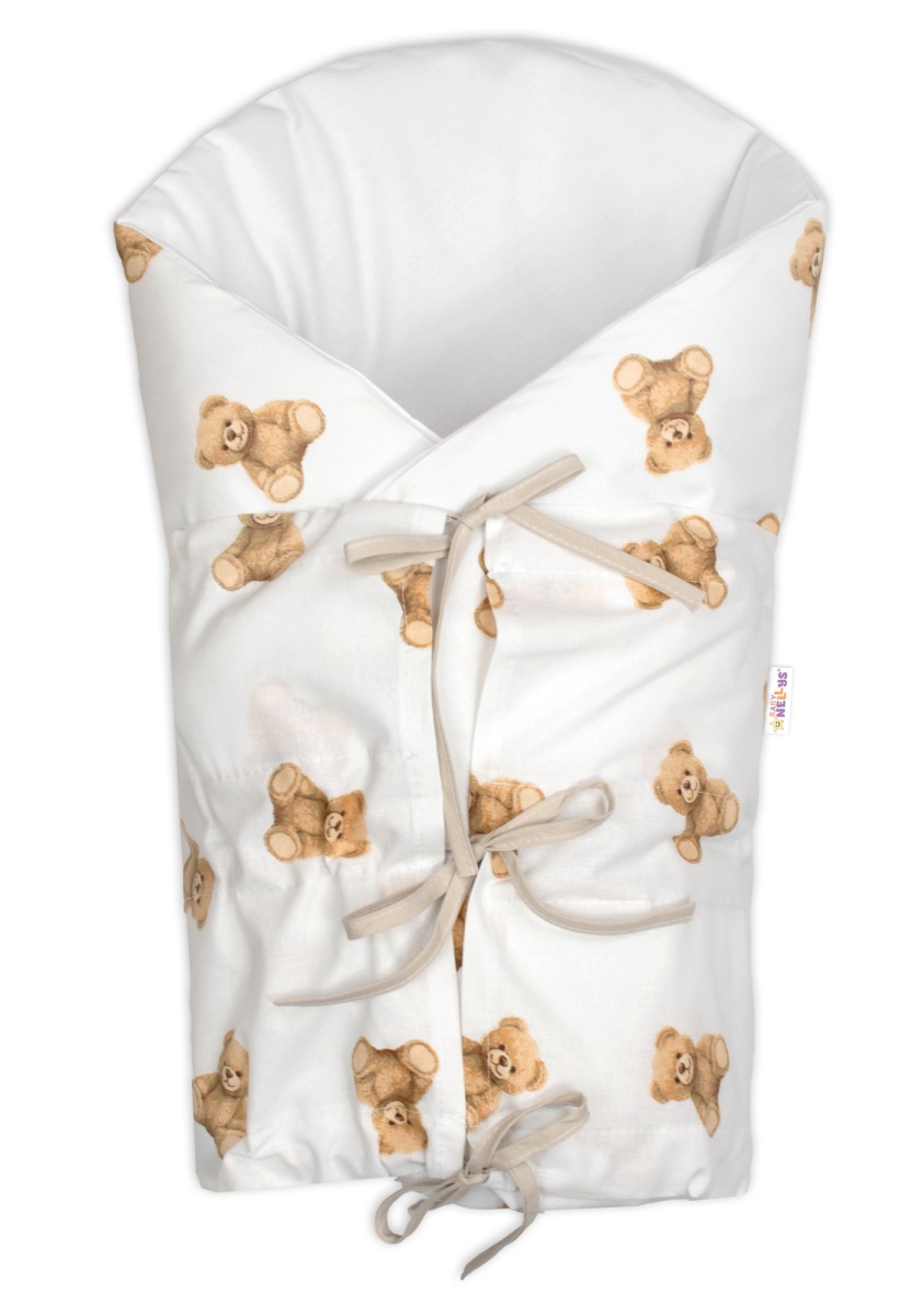 Klasická retro zavinovačka šnurovacia s výplňou, Míša - biela s potlačou