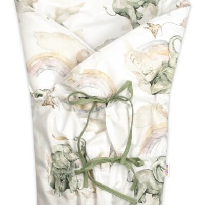 Klasická retro zavinovačka šnurovacia s výplňou, Slon a dúha, béžový