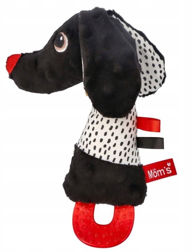 Kontrastná senzorická hračka Hencz Toys, Psík s pískatkom a hryzátkom