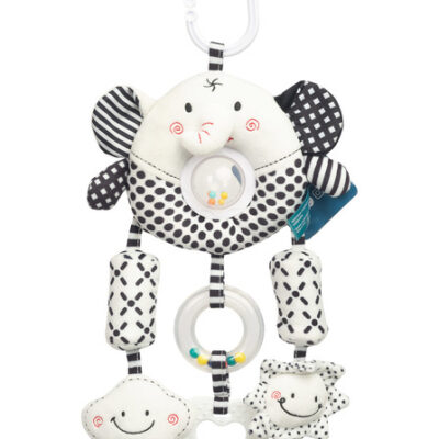 Kontrastná závesná plyšová hračka nielen na cesty black&white - Sloník