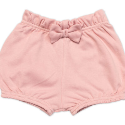 Kraťasky s mašličkou Baby Nellys, bavlna, púdrové, veľ. 86
