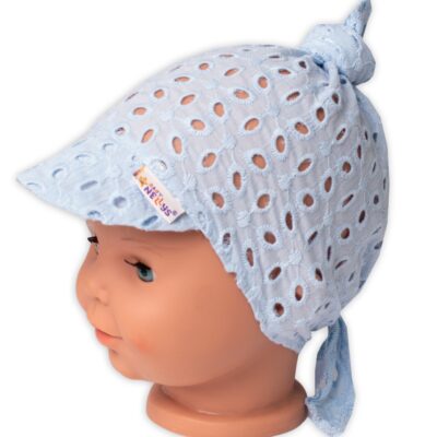 Letná šatka so šiltom, bavlna, Madeira, Baby Nellys - sv. modrý, veľ. 9/36 m