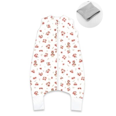 Letný spací vak so zahrnovacími nohavičkami, bavlna, Kačičky - biela, púdrovo ružová, S